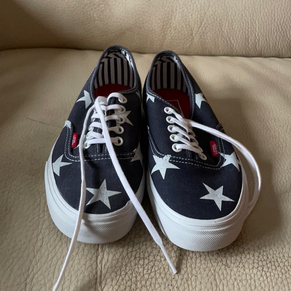Blue with white stars Vans size 8